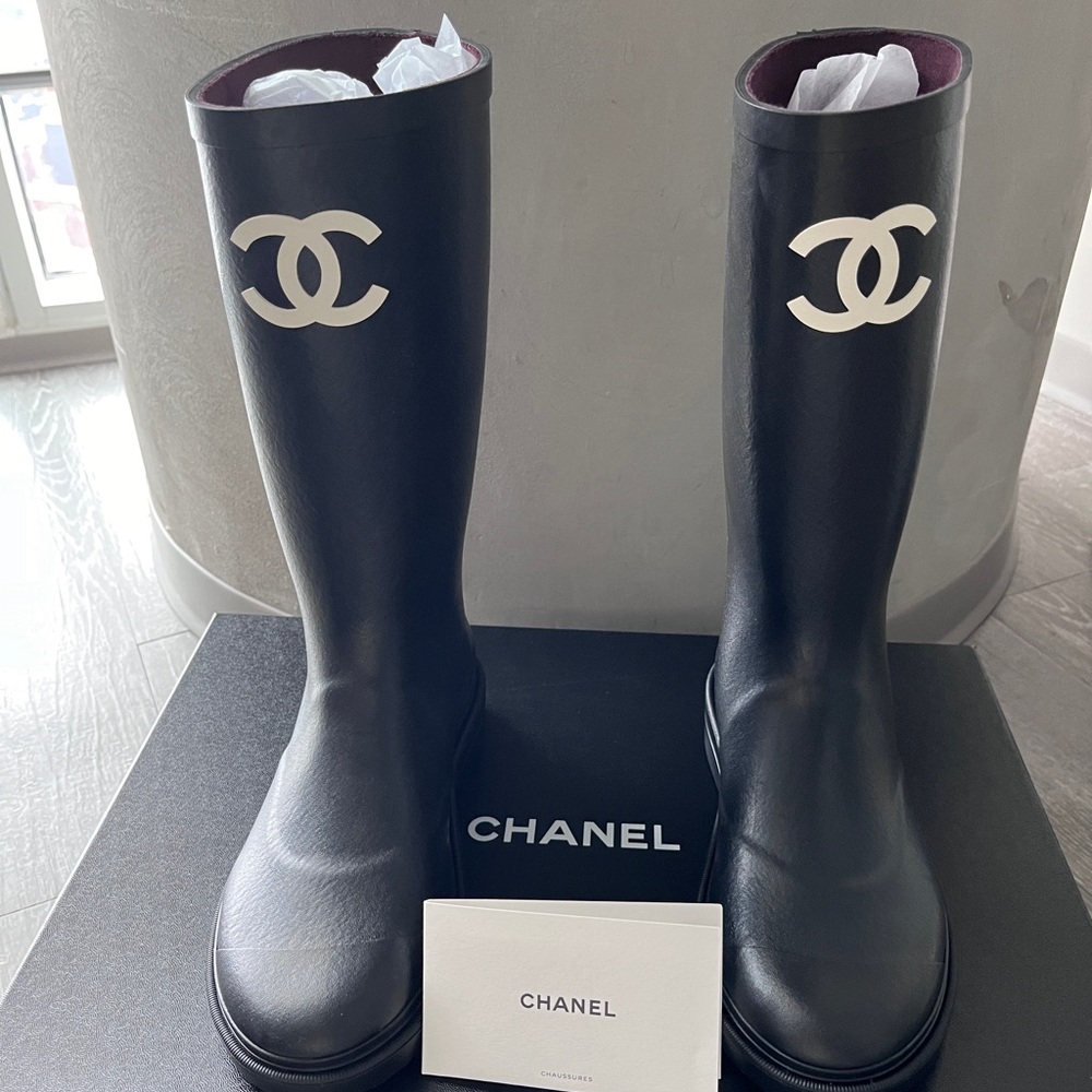 Chanel Black Rain Boots